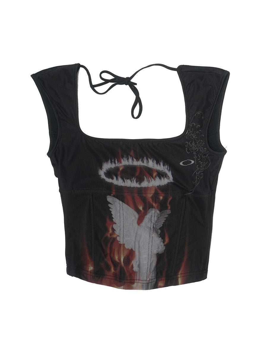 Fire Angel Back-Open Sleeveless Tops