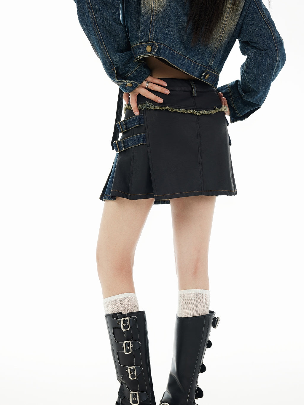 Box-peats Belt Tassel Inner-Pants 캐주얼 미니 스커트