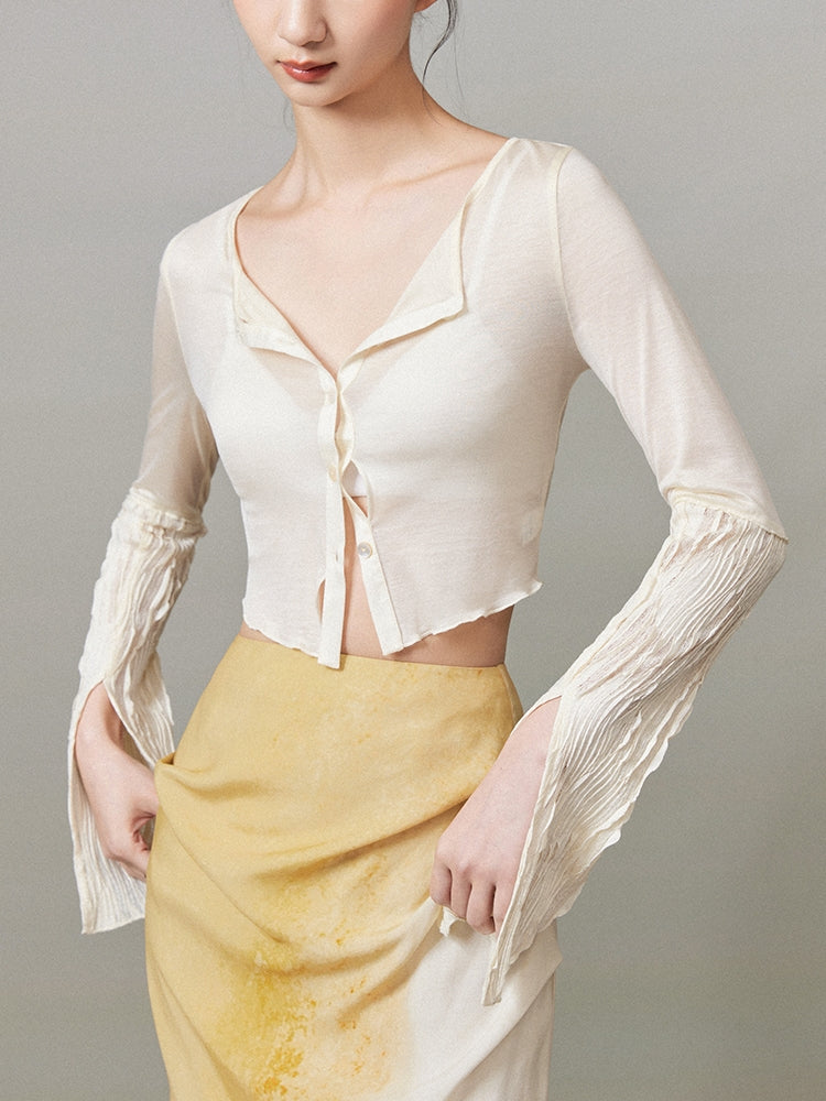 Sheer Crumply Short Thin Cardigan