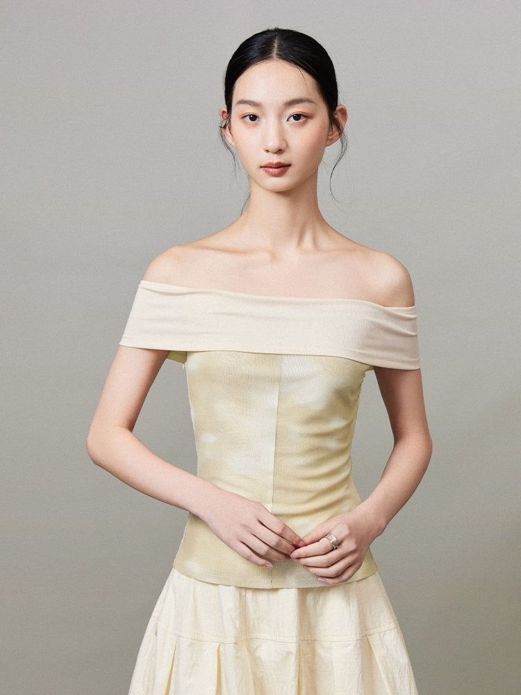 타이 염색기 그라데이션 팔 코버 오프 숄더 탑