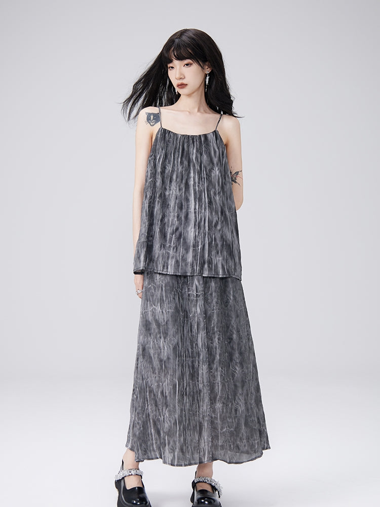 Camisole & Long-Skirt Natural Flare Tie-dye Set-up