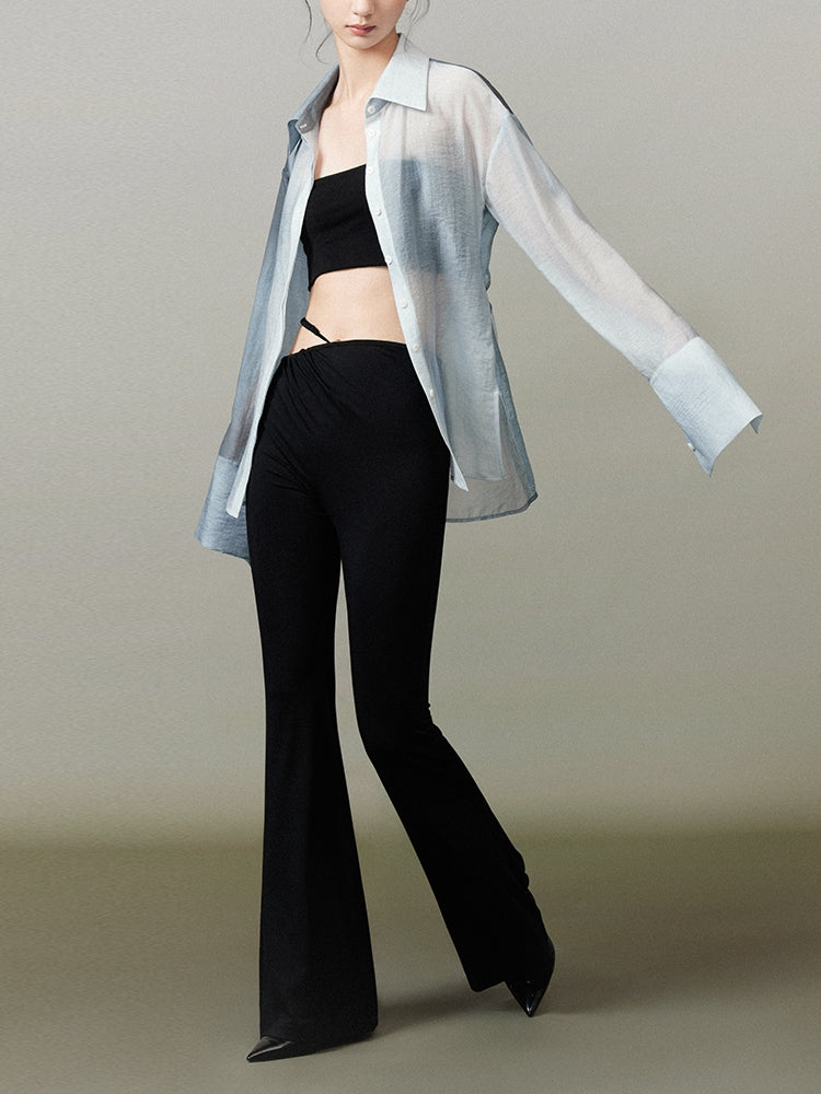 수채화 백 오픈 타이 염색 깎아 지른 대형 셔츠