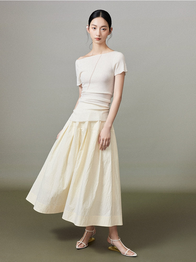 Simple Chic Flare Natural Long-Skirt