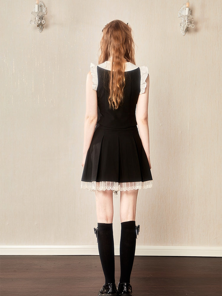 Spitze Chic Frill Monotone Weste & Minirocke