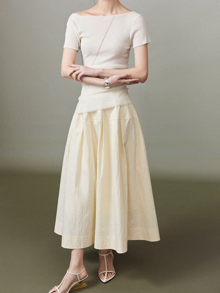 Simple Chic Flare Natural Long-Skirt