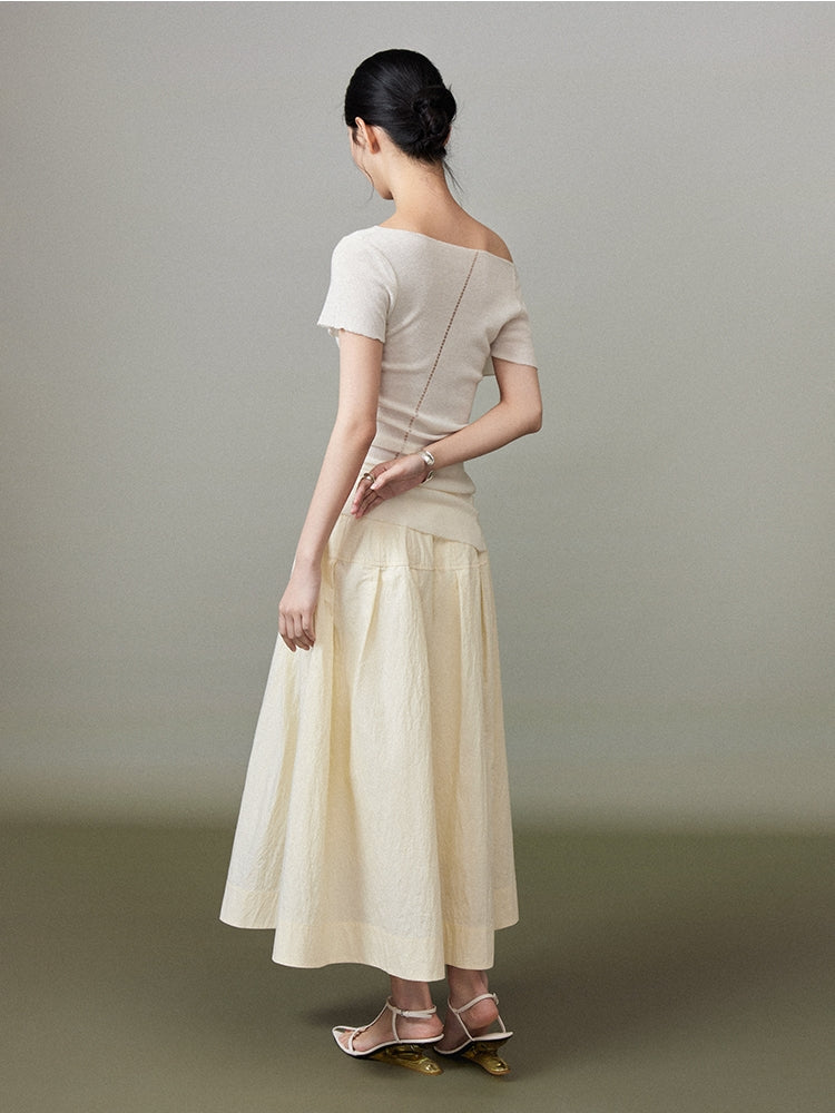 Simple Chic Flare Natural Long-Skirt