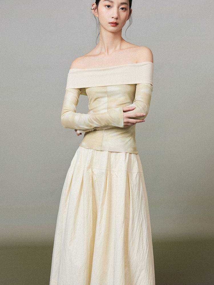 타이 염색기 그라데이션 팔 코버 오프 숄더 탑