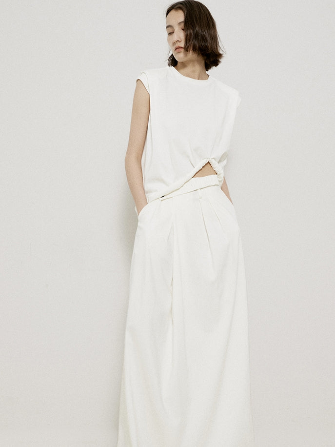 Roll-up ärmellose natürliche Chic Tops