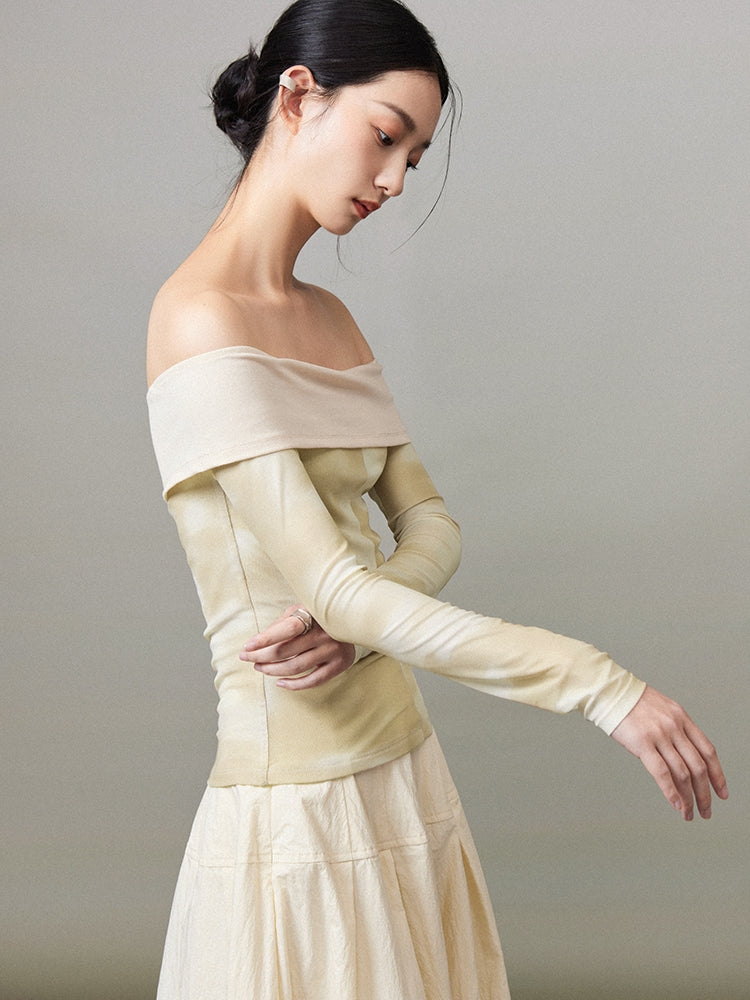 타이 염색기 그라데이션 팔 코버 오프 숄더 탑