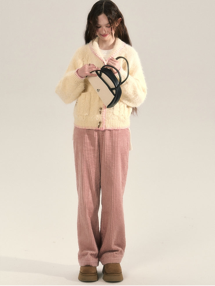 Stricke flauschig Retro-Toggle-Button-Strickjacke