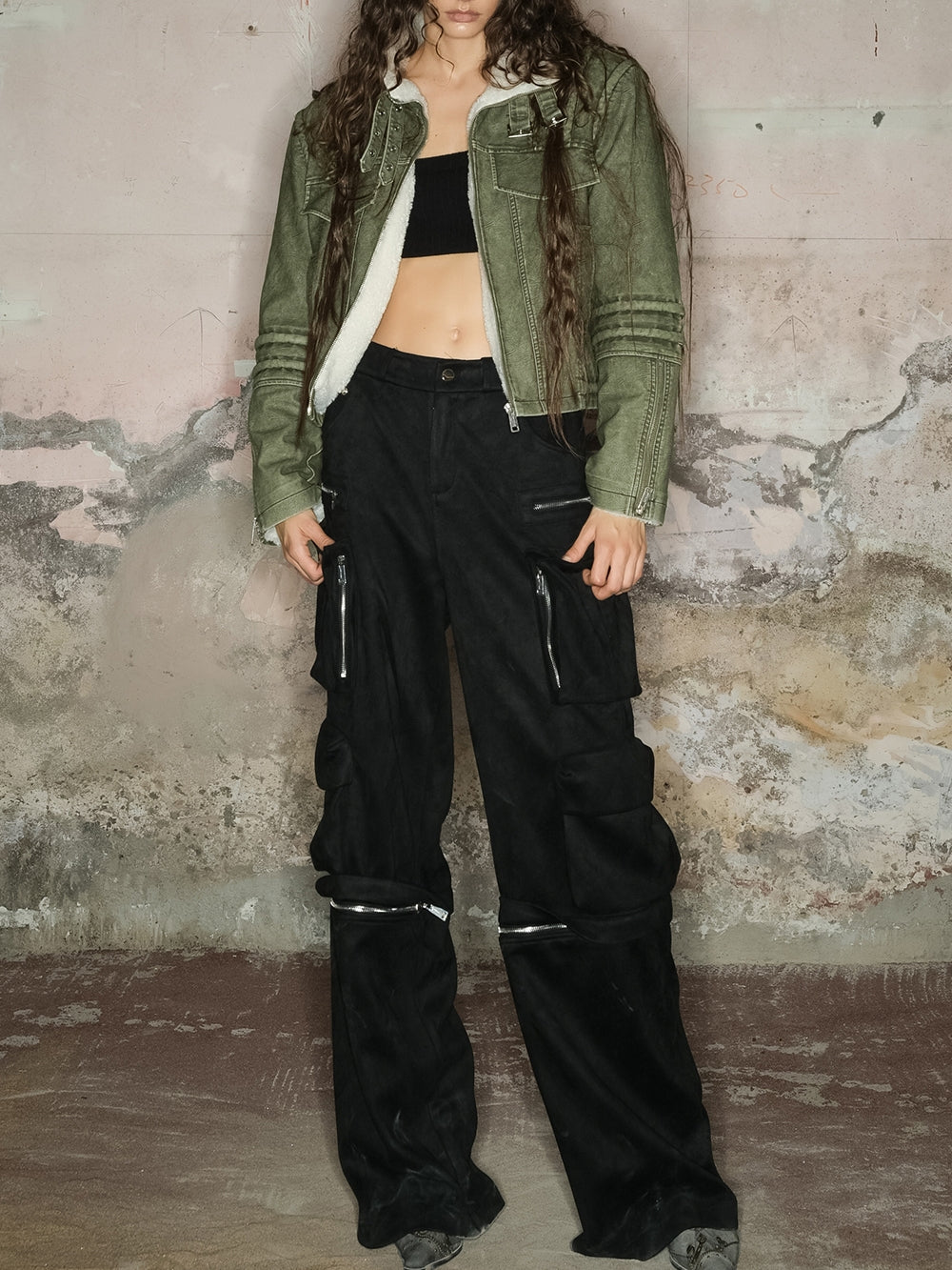 2way 사이드 포켓 캐주얼 느슨한 넓은 바지