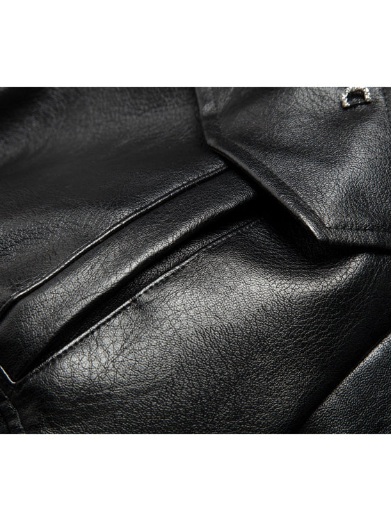 볼륨 슬리브 니치 가죽 술 프린지 재킷