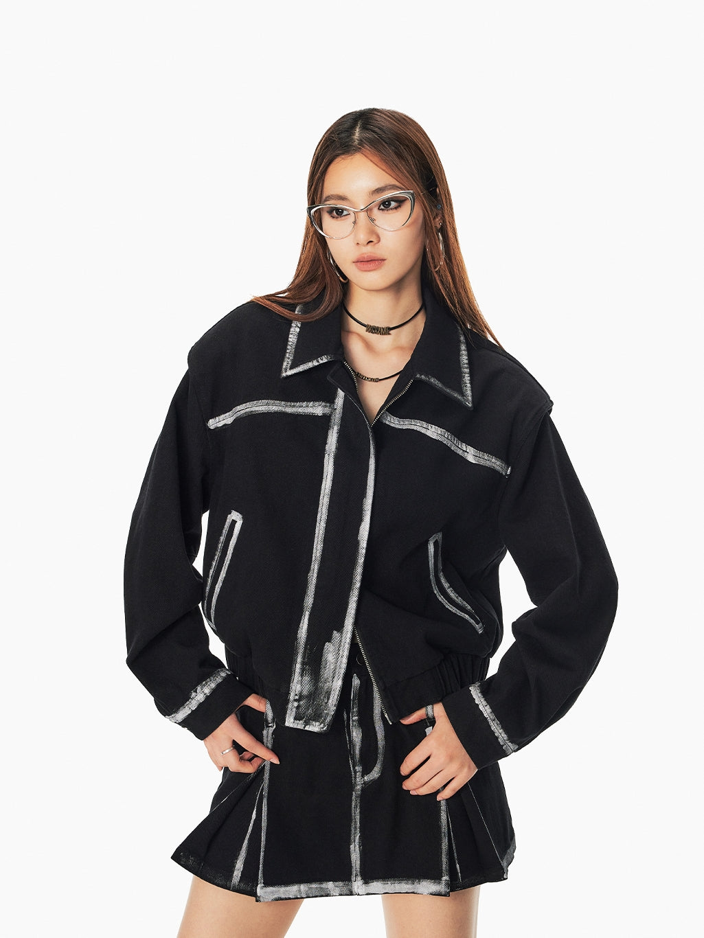 Nichi Paint Vintage Oversize Glossy Jacket