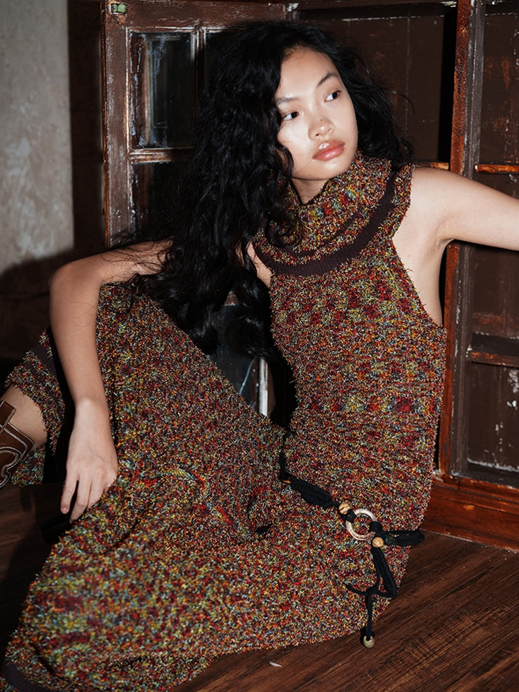 2Way Colorful Off-Shoulde Bare-Top Nichi Knit