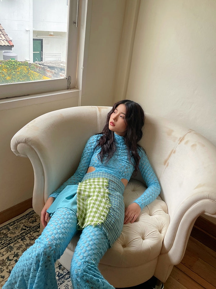 Side-Cut Checked Nichi Tight Knit