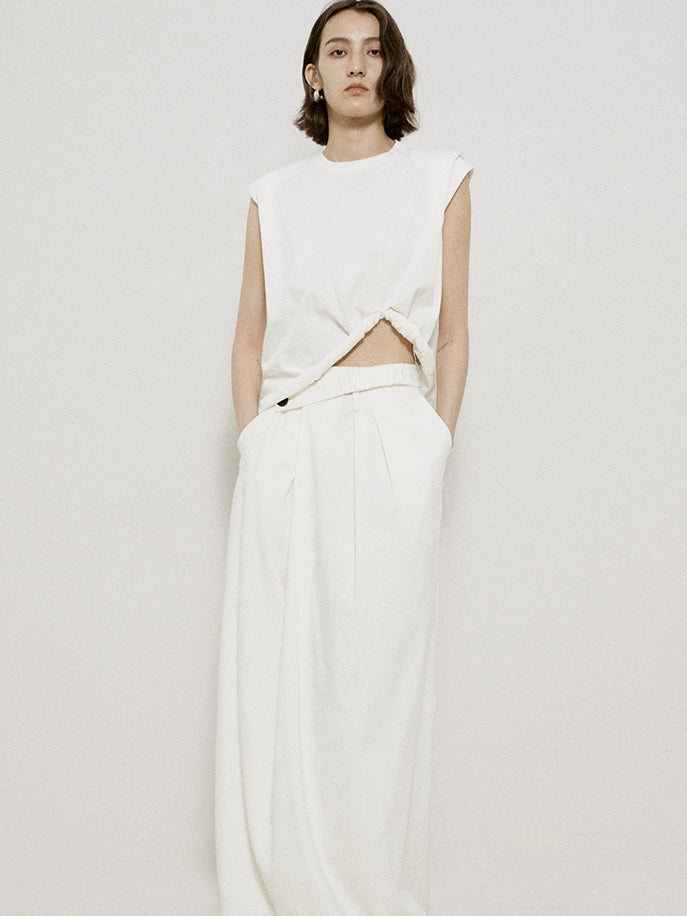 Roll-up ärmellose natürliche Chic Tops