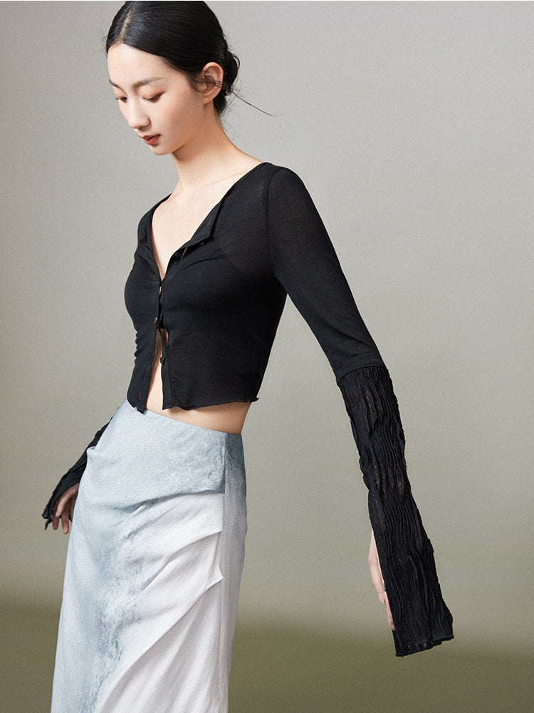 Sheer Crumply Short Thin Cardigan