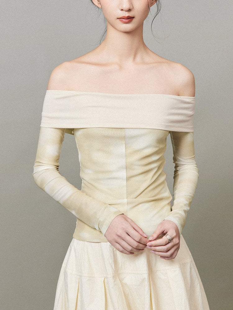 타이 염색기 그라데이션 팔 코버 오프 숄더 탑