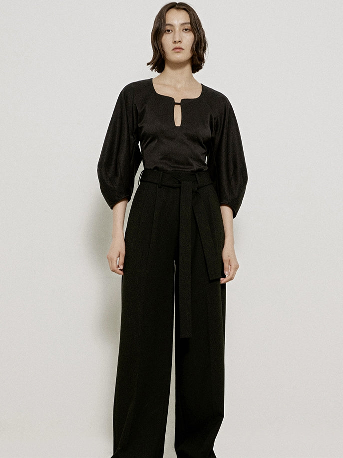 BALLOON-SLEEVE GLOSSY UNIQUE CLASSY BLOSUE