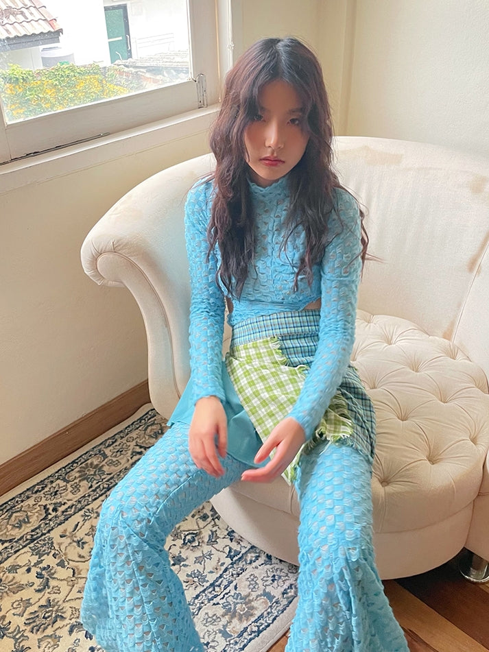 Side-Cut Checked Nichi Tight Knit