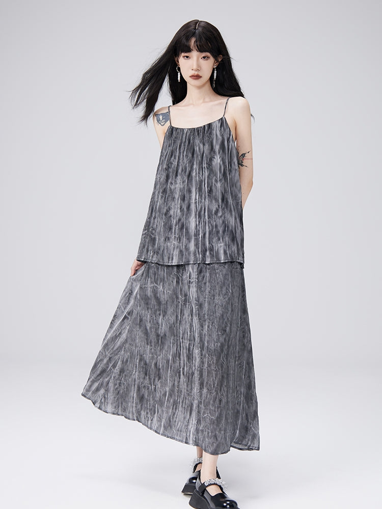 Camisole & Long-Skirt Natural Flare Tie-dye Set-up