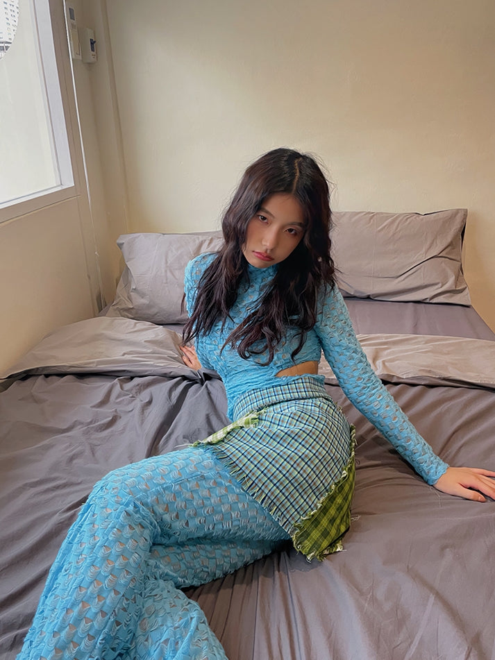 Side-Cut Checked Nichi Tight Knit