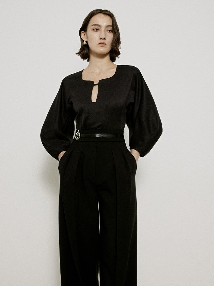 BALLOON-SLEEVE GLOSSY UNIQUE CLASSY BLOSUE