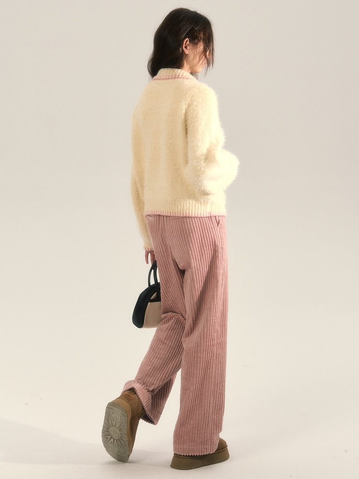 Stricke flauschig Retro-Toggle-Button-Strickjacke