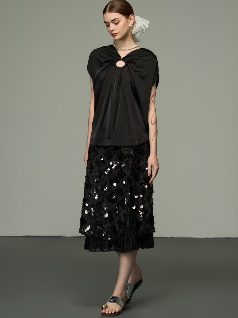 Pailletten Middle Lace High-End-Flare-Rock