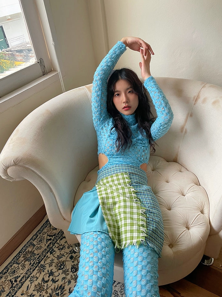 Side-Cut Checked Nichi Tight Knit