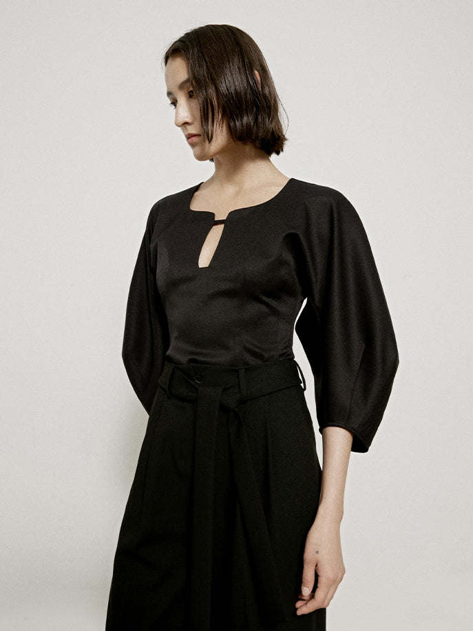 BALLOON-SLEEVE GLOSSY UNIQUE CLASSY BLOSUE