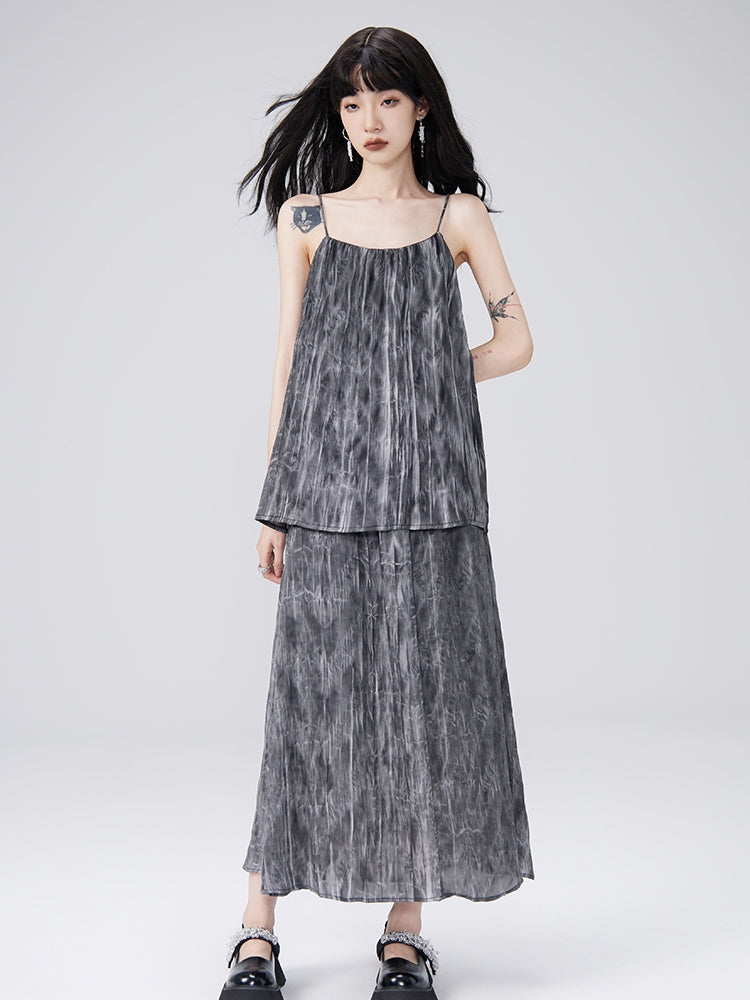 Camisole & Long-Skirt Natural Flare Tie-dye Set-up