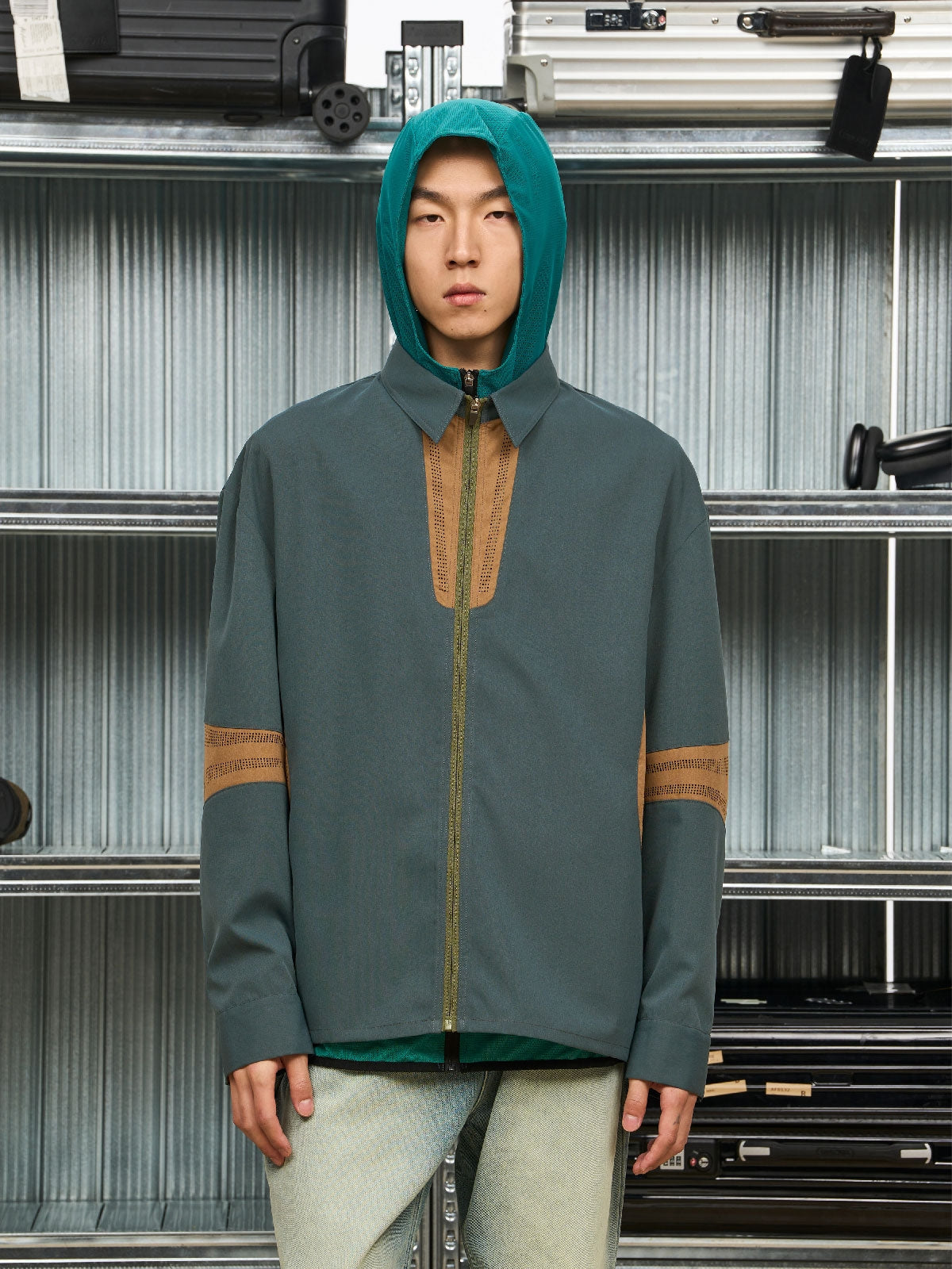 레트로 빈티지 캐주얼 지퍼 대비 재킷