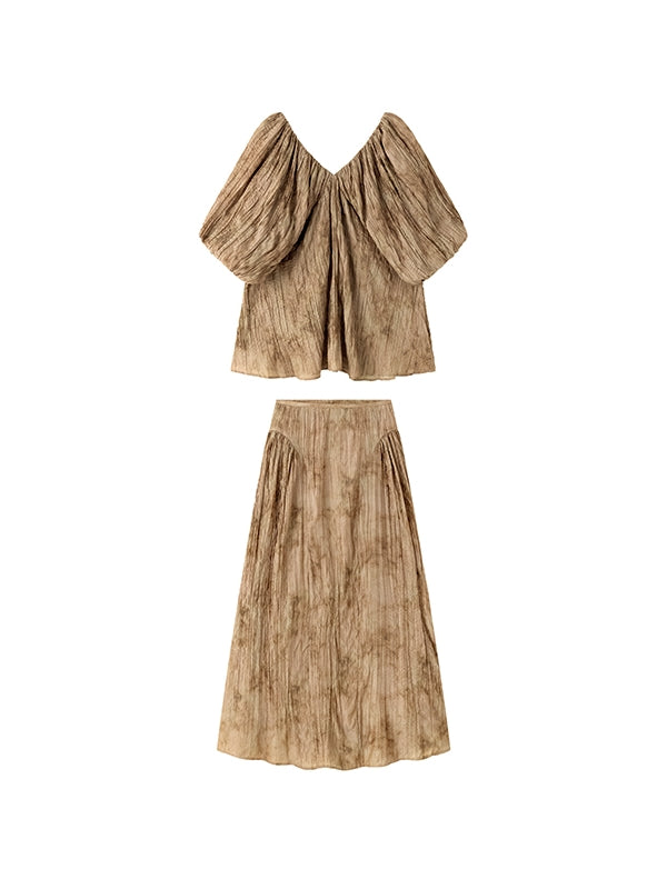 Broyance à pli-dye à col en V rétro-Balloon