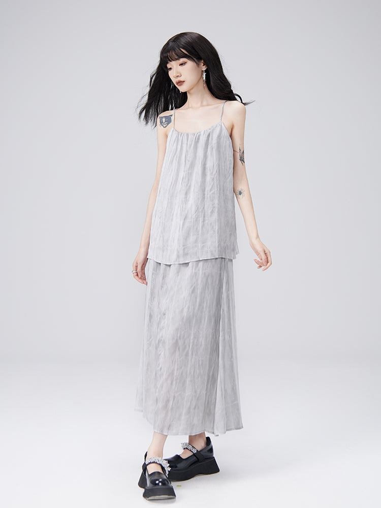 Camisole & Long-Skirt Natural Flare Tie-dye Set-up