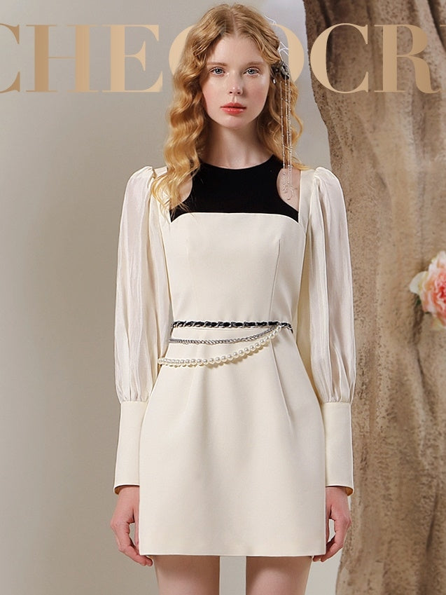 Chic Nichi Classy Long-Cuffs Open-Shoulder One-Piece