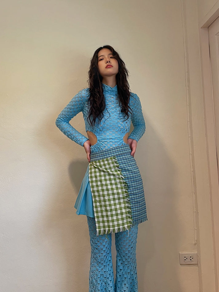 Side-Cut Checked Nichi Tight Knit