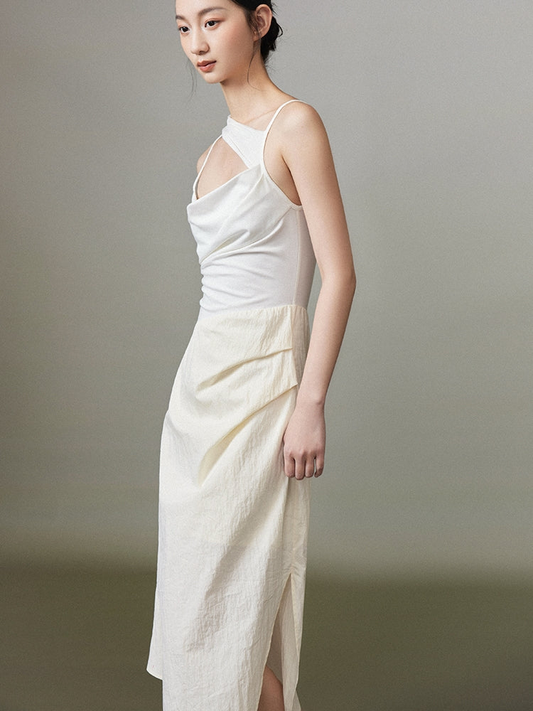 Back-Open Watercolor Tie-Dye Nichi Long One-Piece