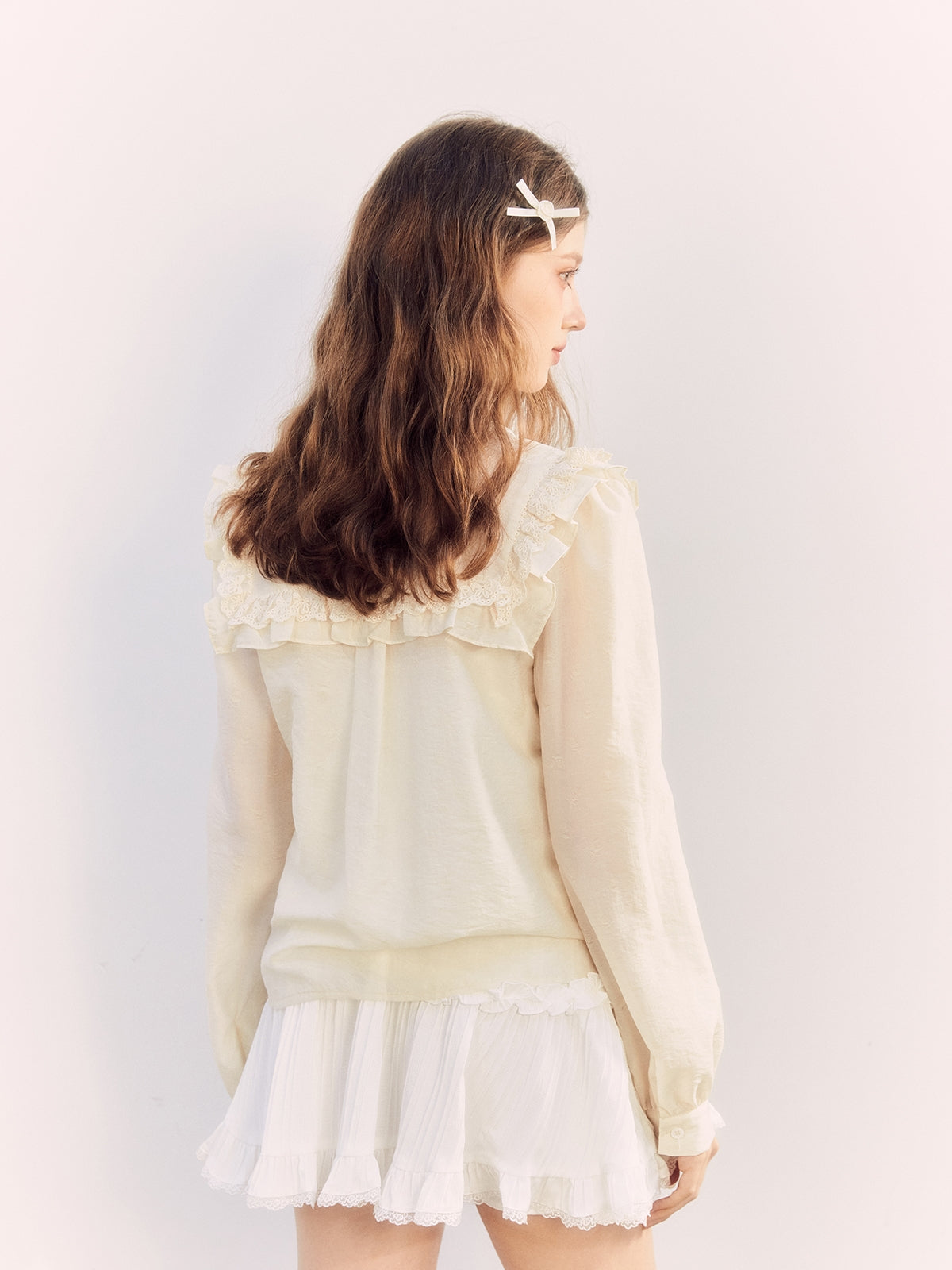 Rose Frill Big-Collar Retro Blouse