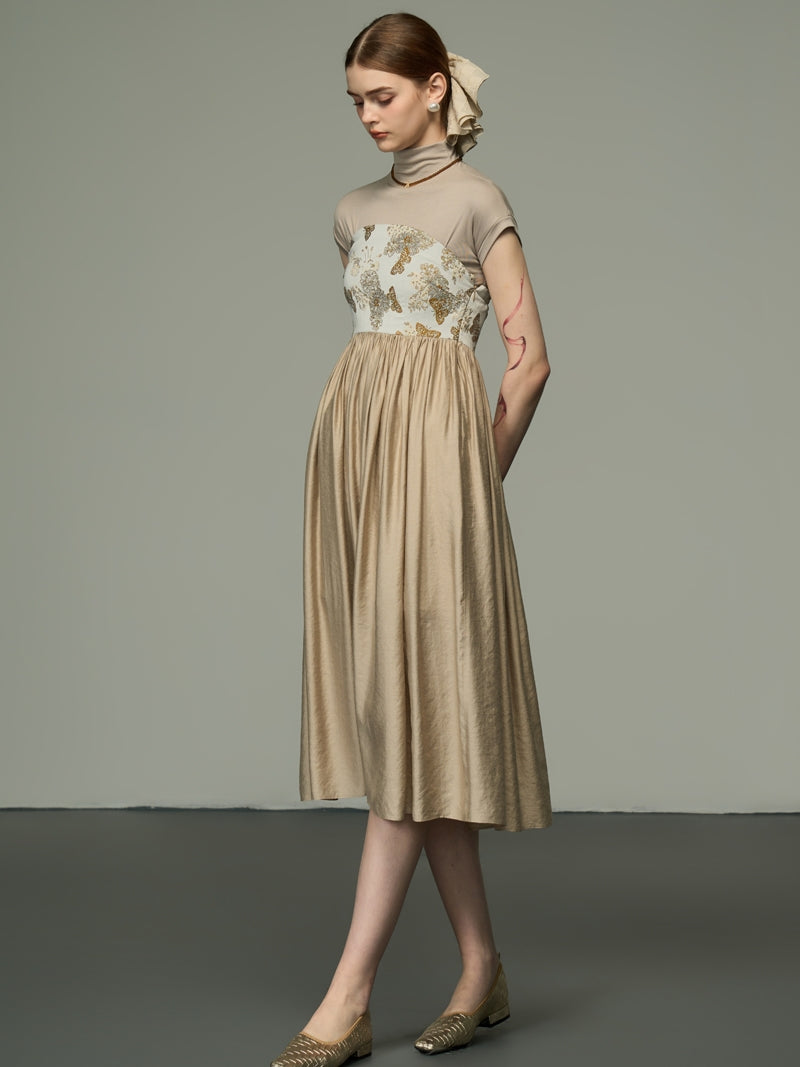 Bare-Top-Blume Retro Mix Frle Elegant ein Stück