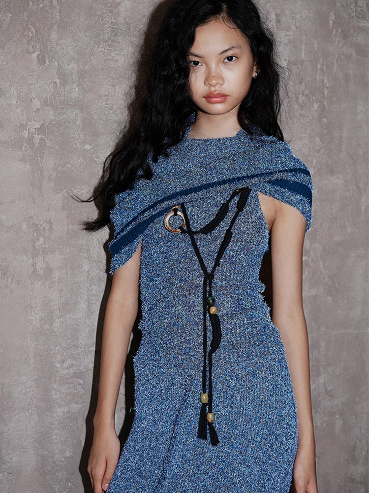 2Way Colorful Off-Shoulde Bare-Top Nichi Knit