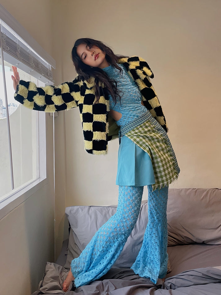 Side-Cut Checked Nichi Tight Knit