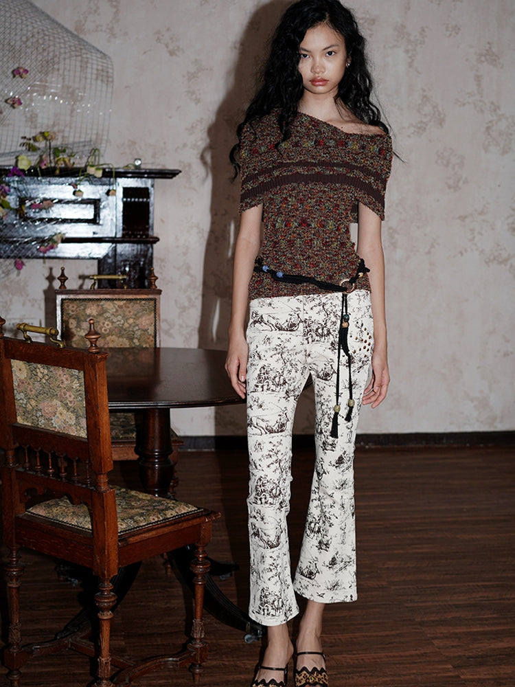 2Way Colorful Off-Shoulde Bare-Top Nichi Knit