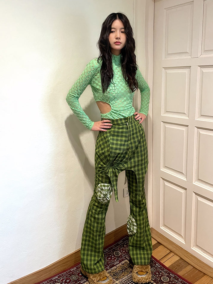 Side-Cut Checked Nichi Tight Knit