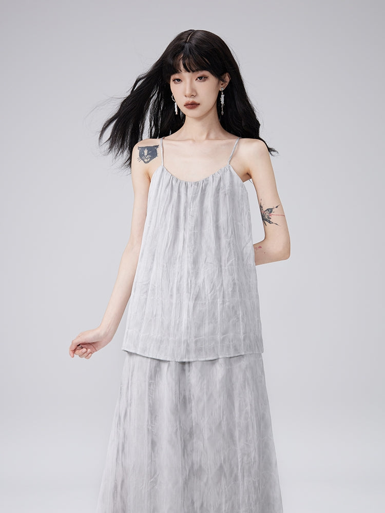 Camisole & Long-Skirt Natural Flare Tie-dye Set-up