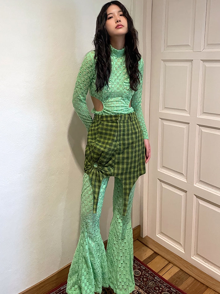 Side-Cut Checked Nichi Tight Knit