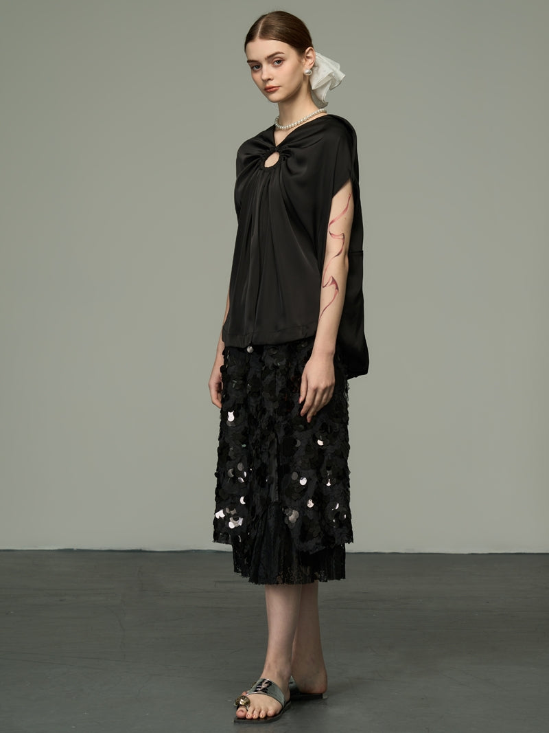 Pailletten Middle Lace High-End-Flare-Rock