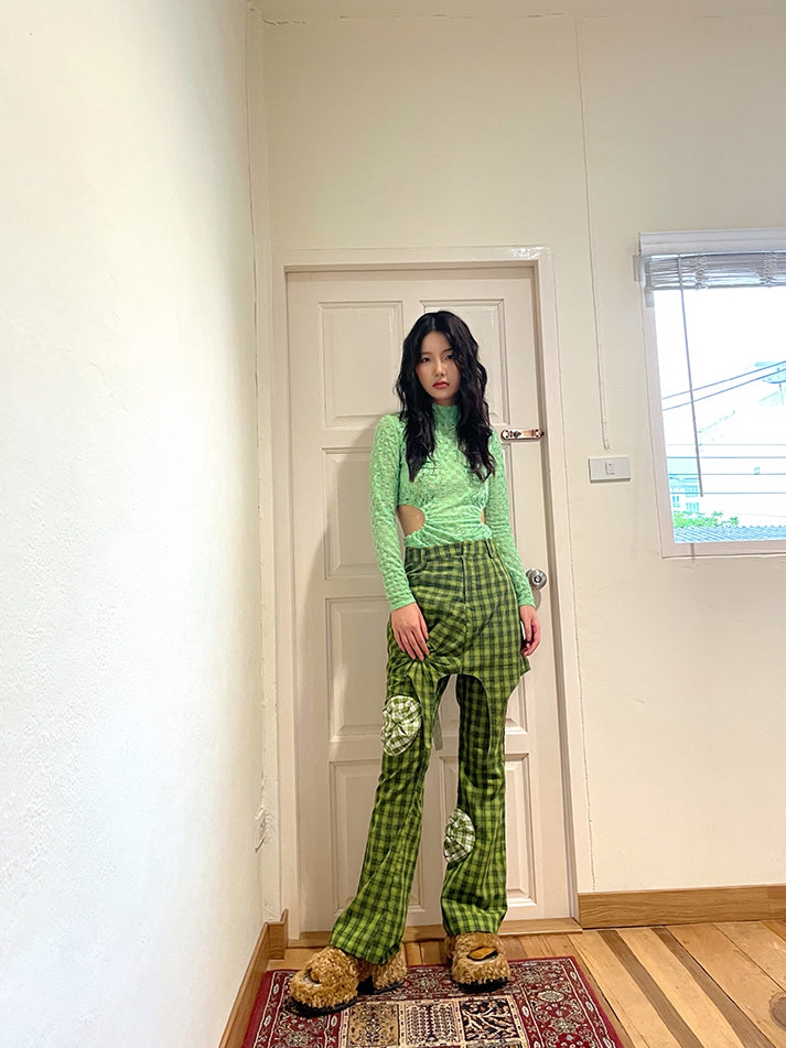 Side-Cut Checked Nichi Tight Knit