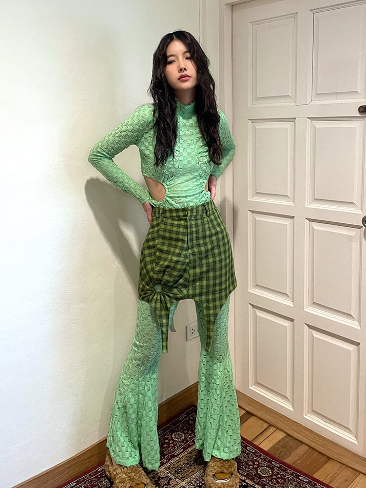 Side-Cut Checked Nichi Tight Knit