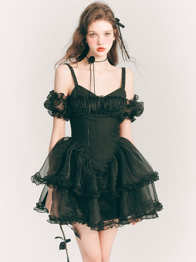 Lace Sheer Fluffily Tulle Frill One-Piece – ARCANA ARCHIVE